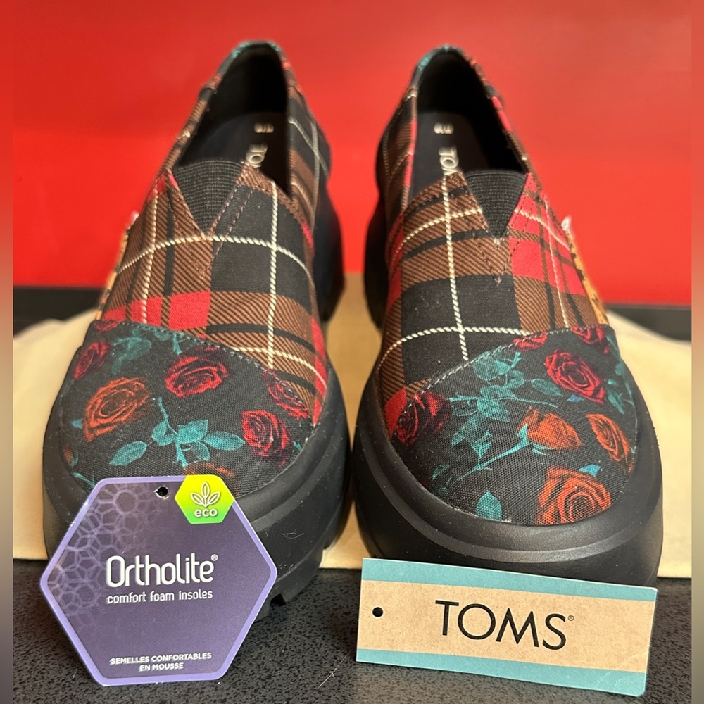 Toms Alpargata Combat Low Lava Multi Tartan Patchwork/Leopard Women’s Size 10